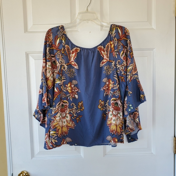 Living Doll/ Floral Print Peasant Top - Picture 6 of 8